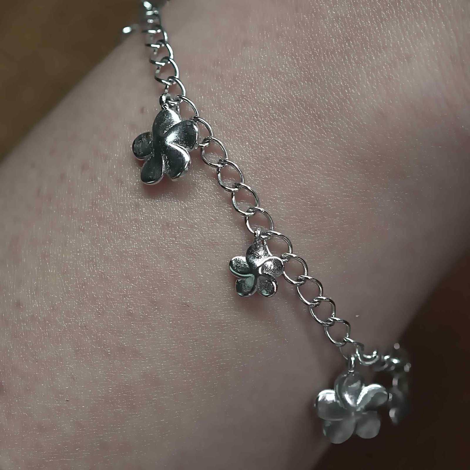 Floral Fine Chain Ball Bracelet - Image 2