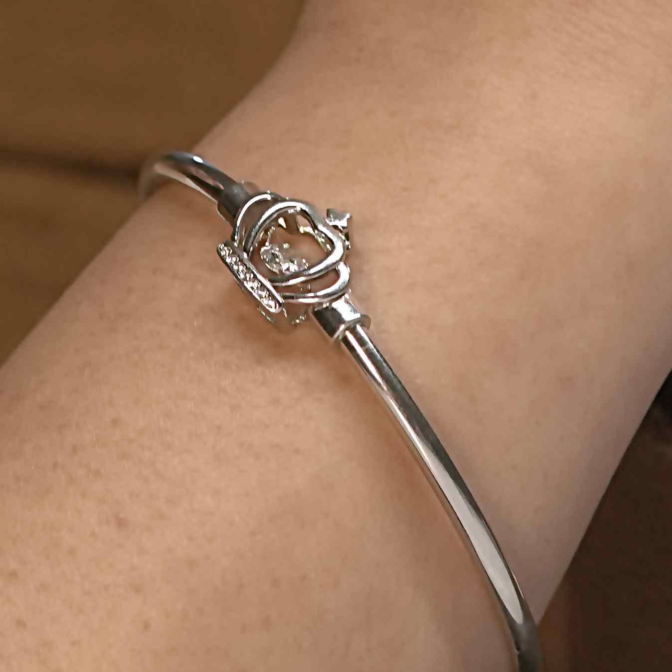 Traditional Floral Stone Oxidised Kada - Image 2