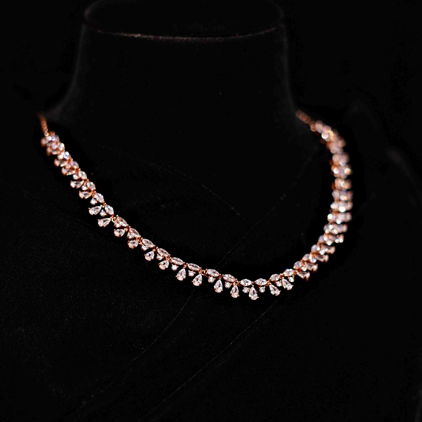 Italian Rose Plated Fancy Modern Design with Studded American Diamonds