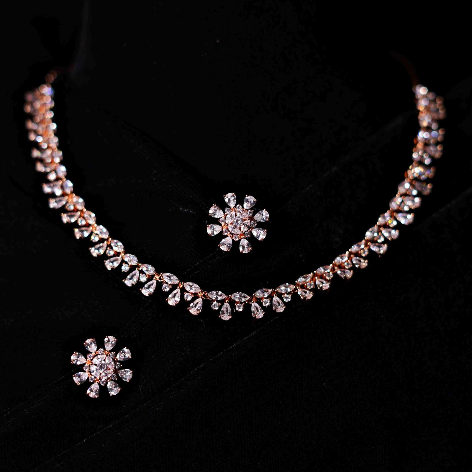 Italian Rose Plated Fancy Modern Design with Studded American Diamonds - Image 2