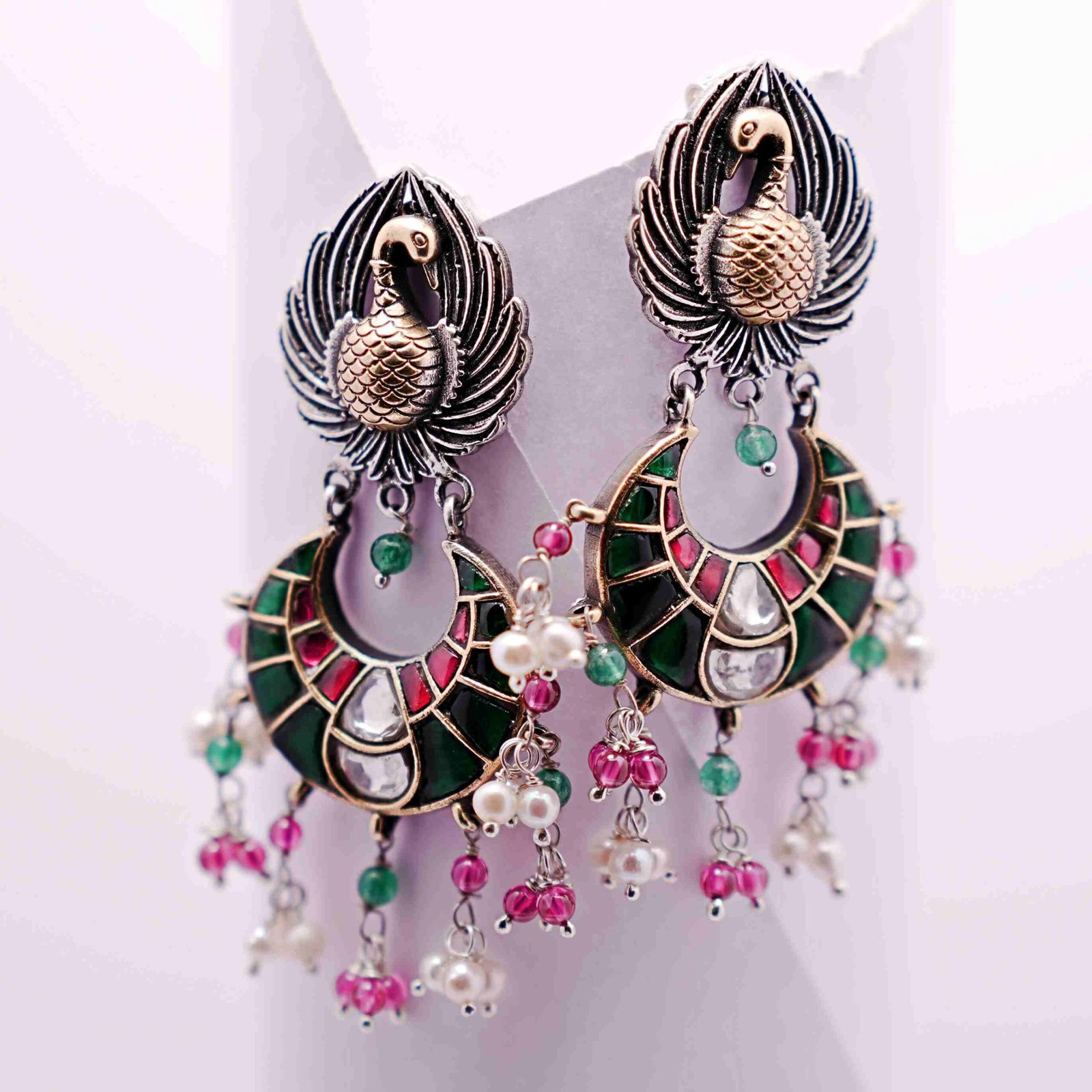 Oxidised Petal Chand Bali - Image 3