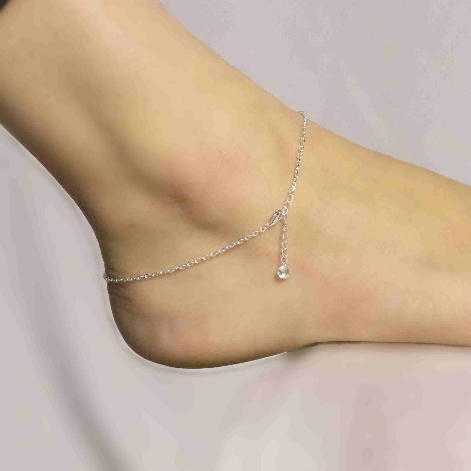 Oxidised cut stone flower shape anklet for women - Image 3