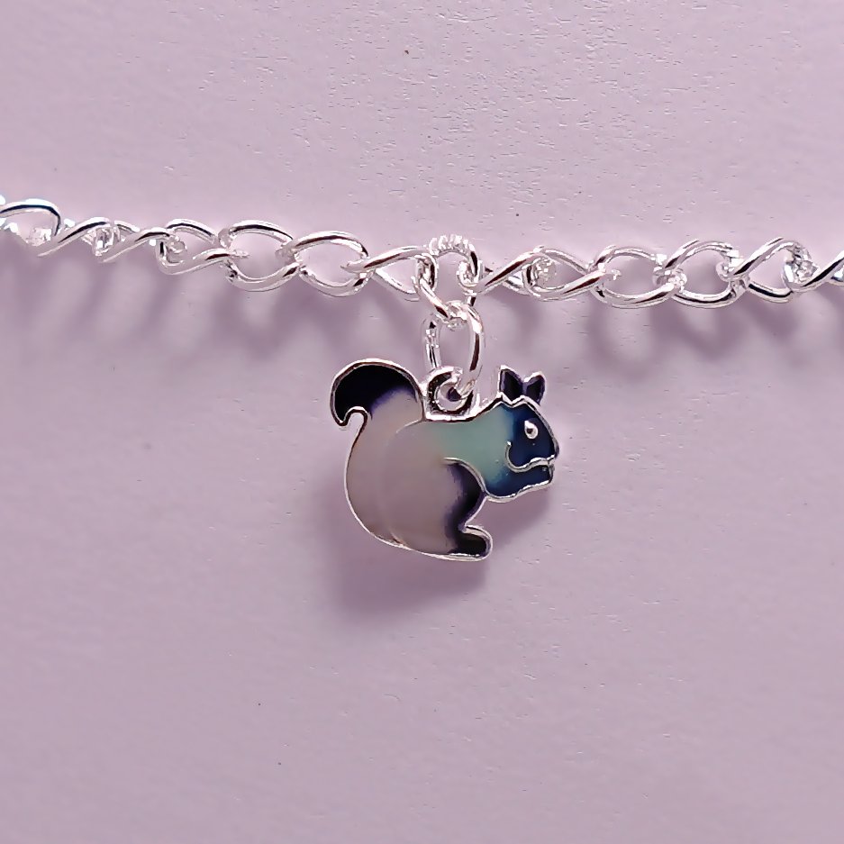Sterling Silver Charm Squirrel Link Chain Anklet - Image 3