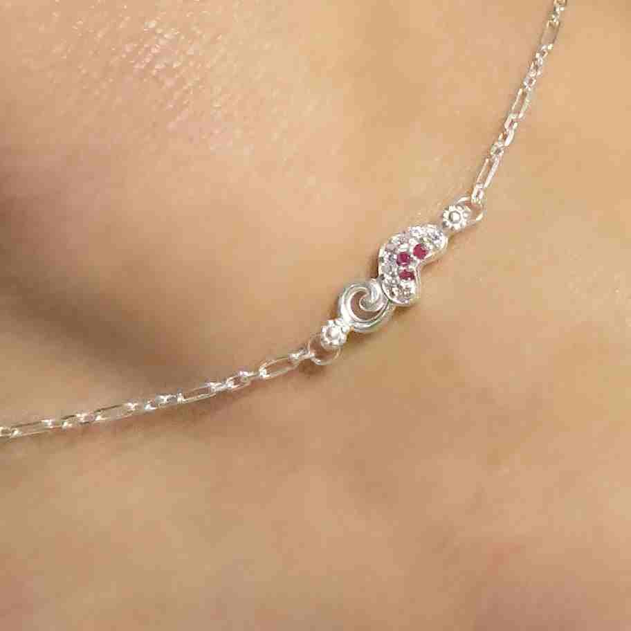 Sterling Silver Box Chain Rose Plated Anklet - Image 4