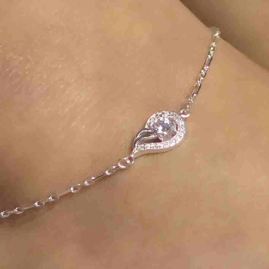 Silver Studded Amercian Diamond Italian Anklet - Image 4