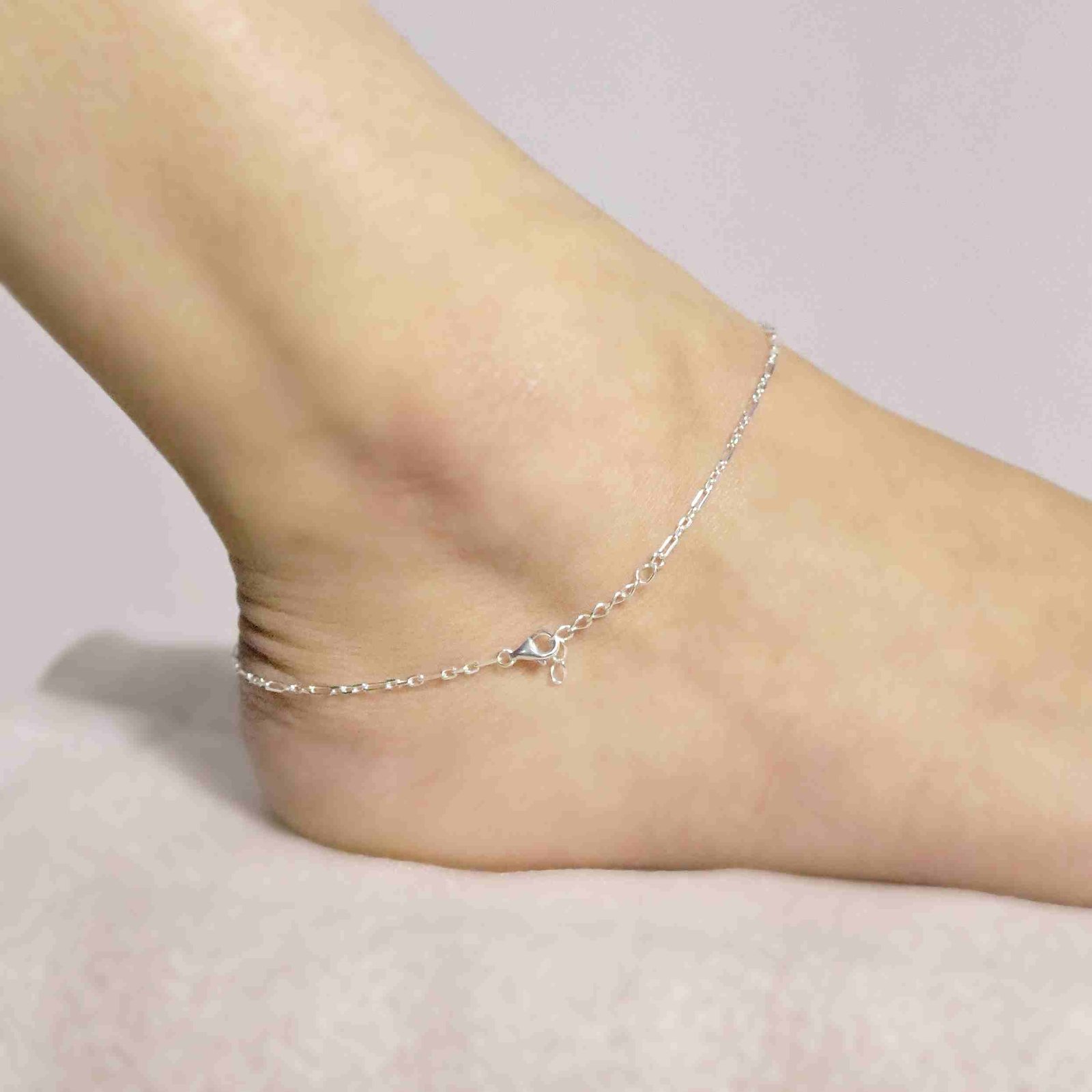 Silver Studded Amercian Diamond Italian Anklet - Image 2