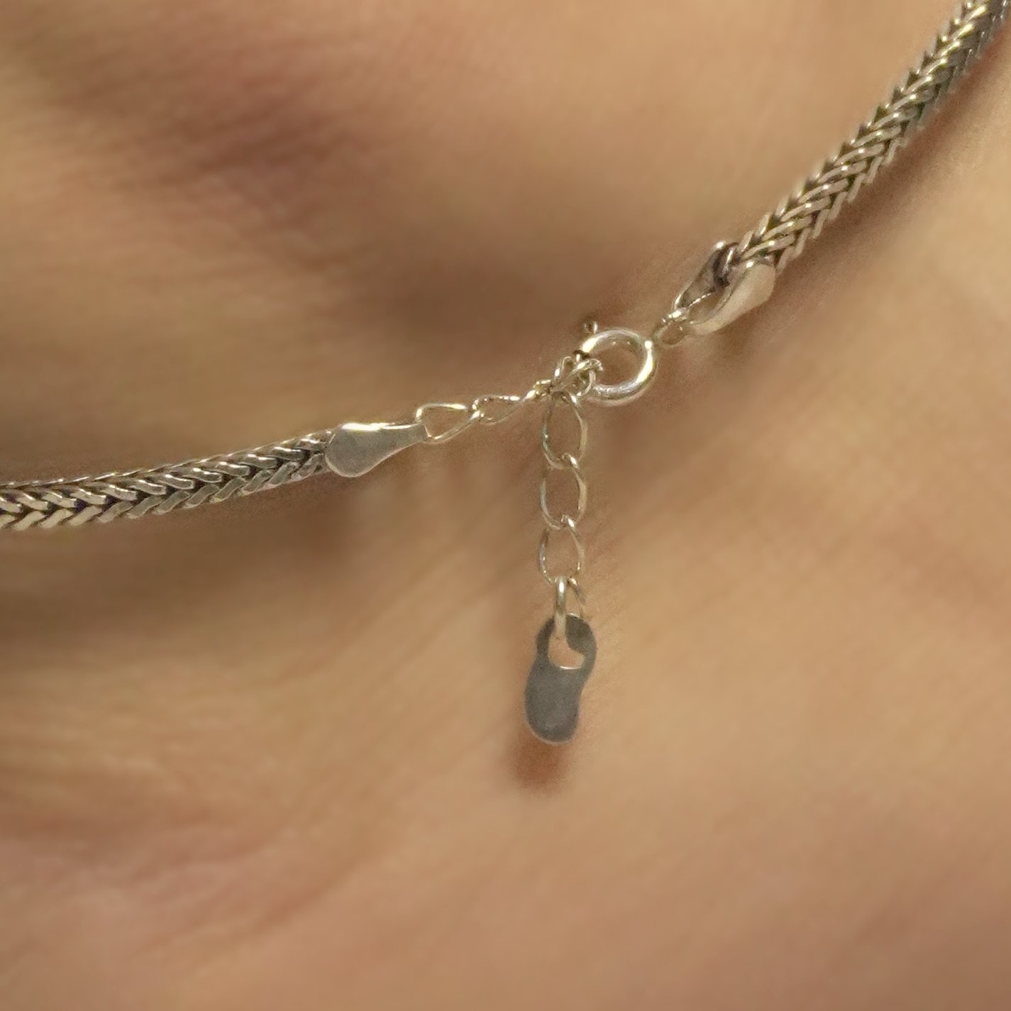 Sterling Silver Heart Link Moti Anklet - Image 4