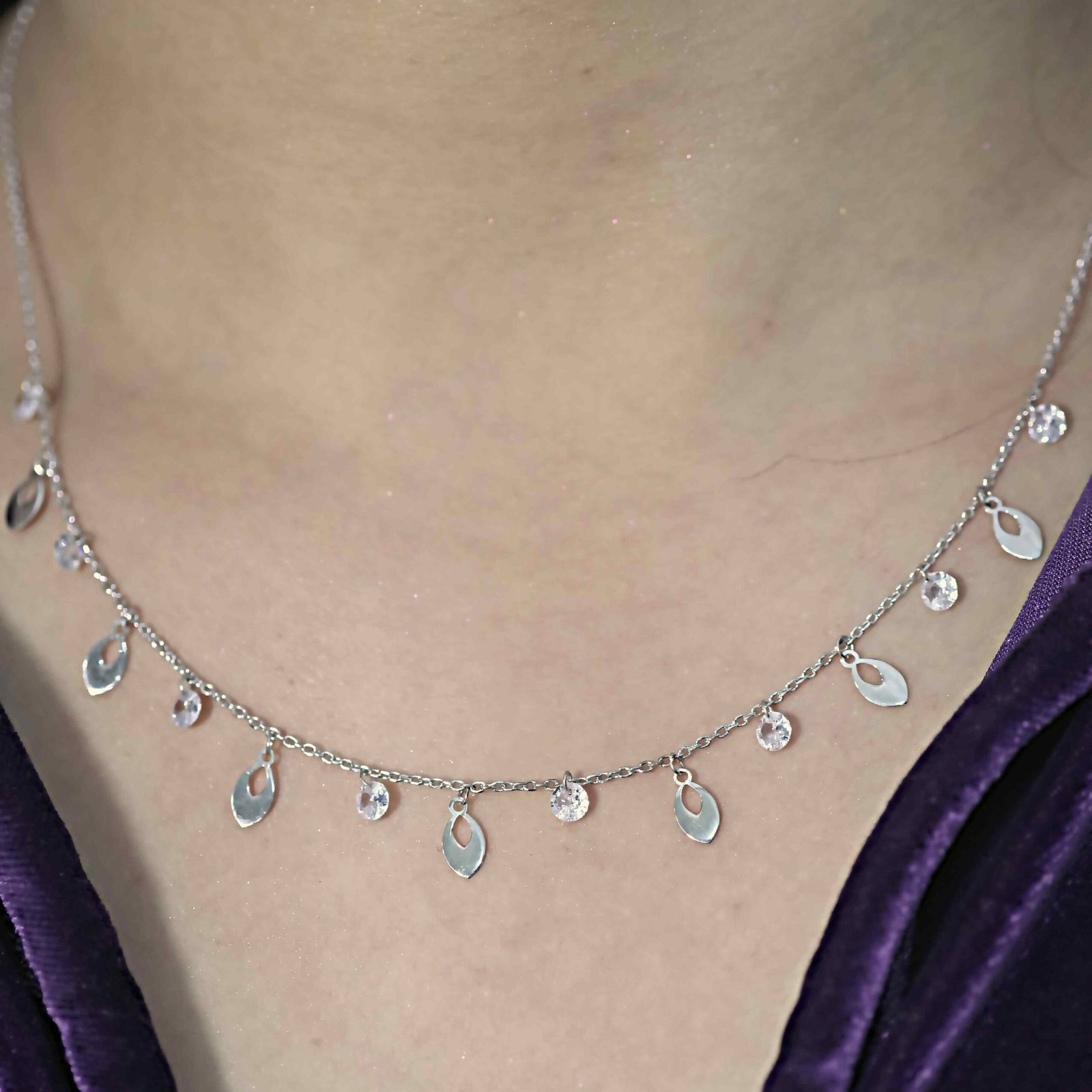 Silver Modern AD Italian Chain for Women - Image 2