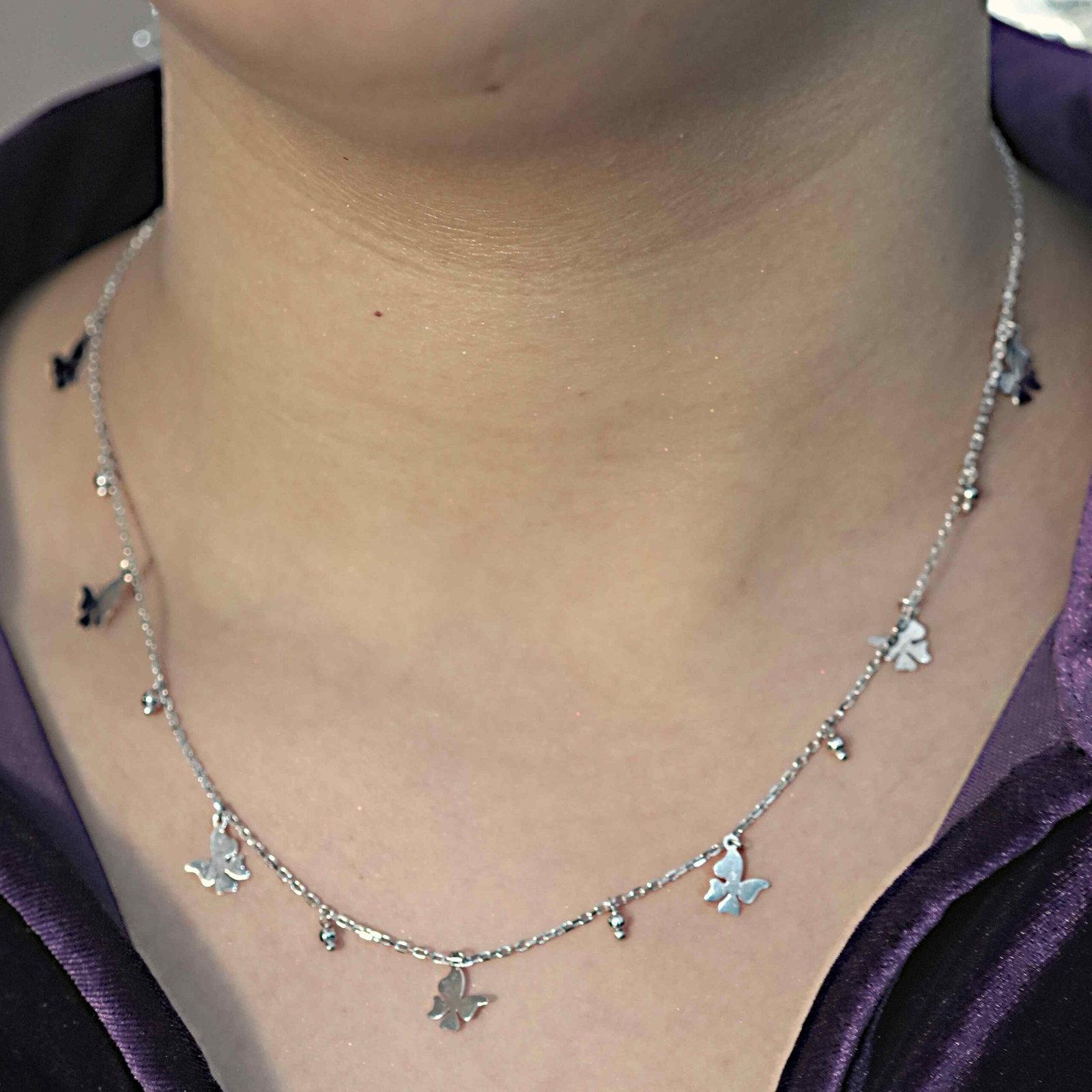 Silver AD Butterfly Link Chain for Women