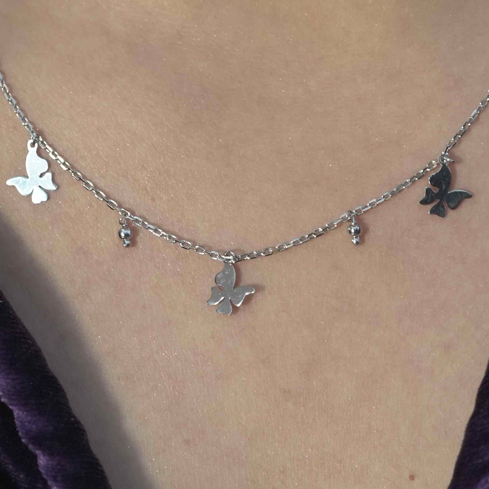 Silver AD Butterfly Link Chain for Women - Image 3